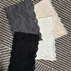 Lace Bandeau Set in Black, Gray, Cream, & white
